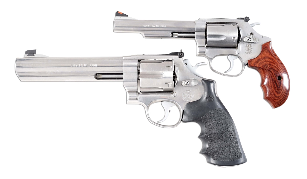 (M) LOT OF 2: STAINLESS SMITH & WESSON MODEL 60-18 AND 629-4 PERFORMANCE CENTER REVOLVERS.
