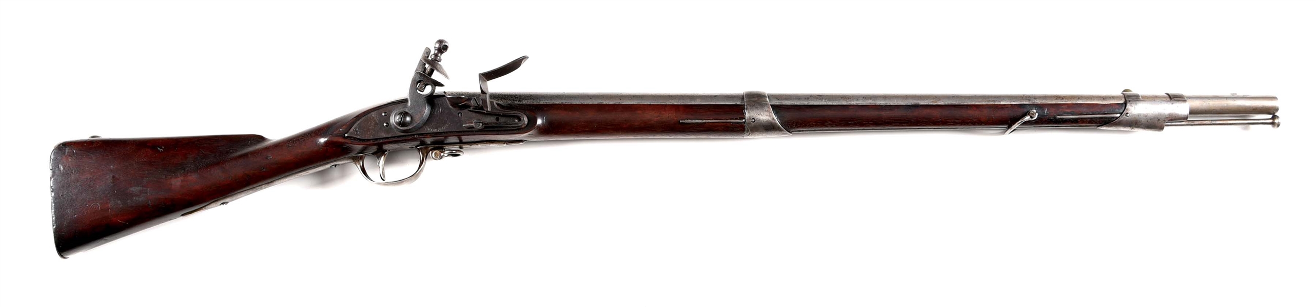 (A) US SPRINGFIELD MODEL 1795 FLINTLOCK MUSKET WITH 1813 ALTERATIONS DATED 1804.