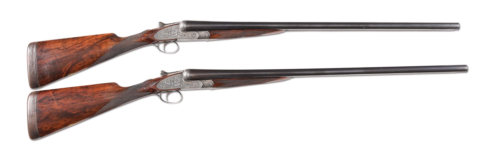 (C) PAIR OF WILLIAM EVANS 12 BORE SIDE BY SIDE SHOTGUNS.
