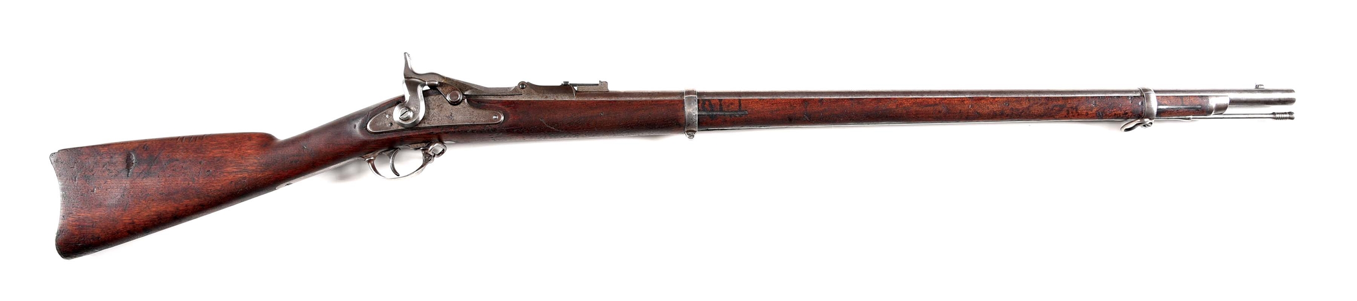 (A) US SPRINGFIELD MODEL 1868 TRAPDOOR RIFLE DATED 1870.