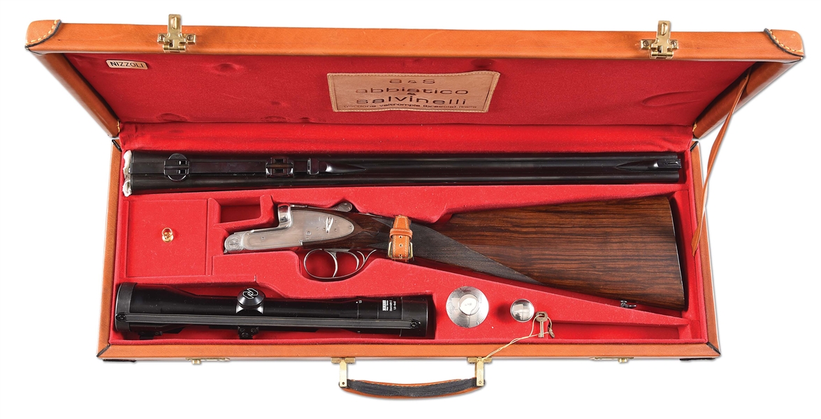(M) ABBIATICO & SALVINELLI SIDE BY SIDE DOUBLE RIFLE IN 9.3X74R WITH CASE.