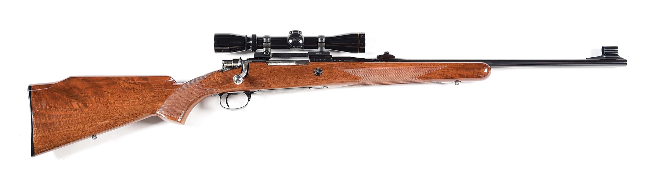(C) BROWNING SAFARI BOLT ACTION RIFLE WITH LEUPOLD SCOPE.