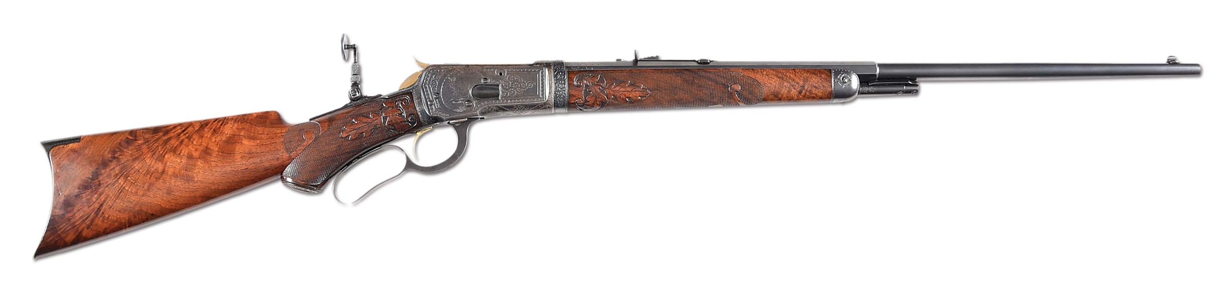 (C) FACTORY ENGRAVED AND CARVED WINCHESTER MODEL 1892 LEVER ACTION RIFLE.