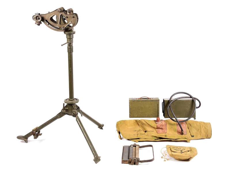 HIGHLY DESIRABLE BROWNING MODEL 1917A1 MACHINE GUN TRIPOD WITH CRADLE, EXTENSION, AND ACCESSORIES.