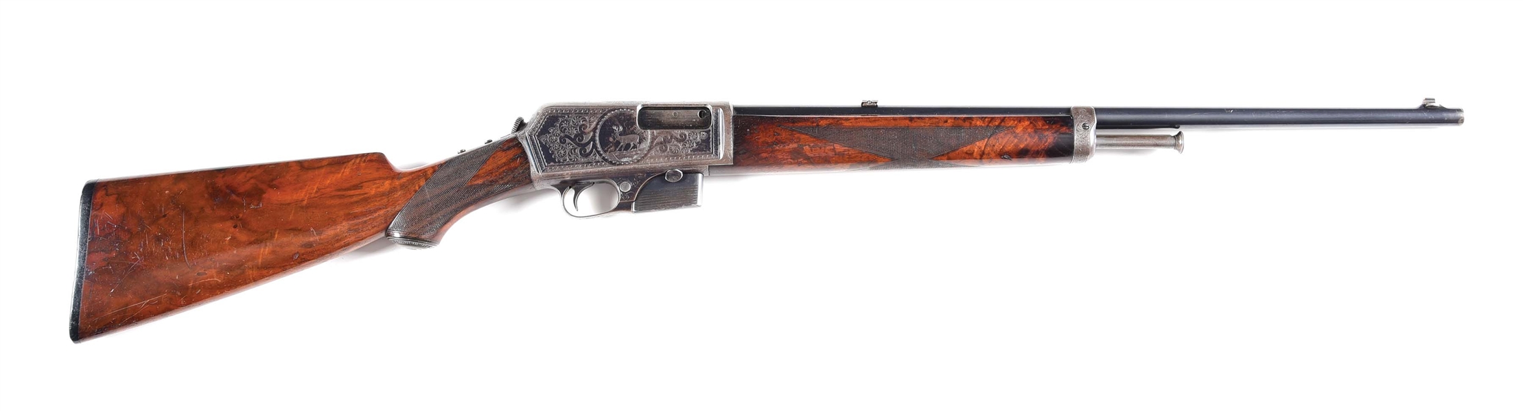 (C) WINCHESTER MODEL 1905 DELUXE FACTORY ENGRAVED .32 SEMI-AUTOMATIC RIFLE.