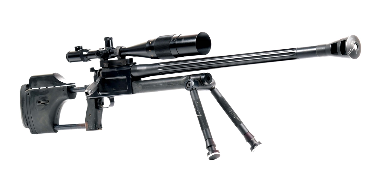 (M) RESEARCH ARMAMENT PROTOTYPE 500 .50BMG SINGLE SHOT BOLT ACTION RIFLE WITH NIGHTFORCE SCOPE.