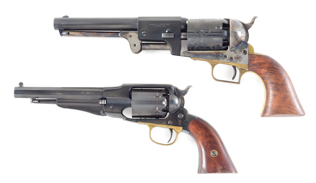 (A) LOT OF 2: WESTERNS ARMS 2ND MODEL DRAGOON AND LYMAN 1858 REPRODUCTION PERCUSSION REVOLVERS.