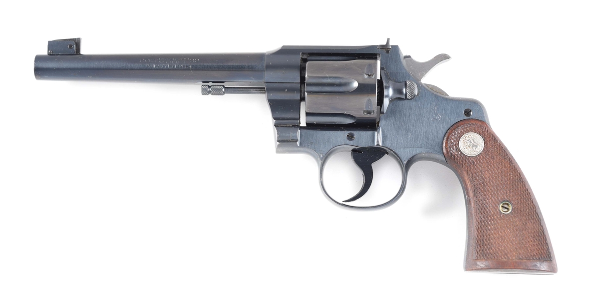 (C) PRE-WAR COLT OFFICERS MODEL .32 TARGET DOUBLE ACTION REVOLVER WITH SCARCE HEAVY BARREL