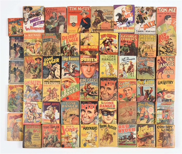 LOT OF APPROXIMATELY 50 MOSTLY BIG LITTLE BOOKS OF VINTAGE COWBOY CHARACTERS.