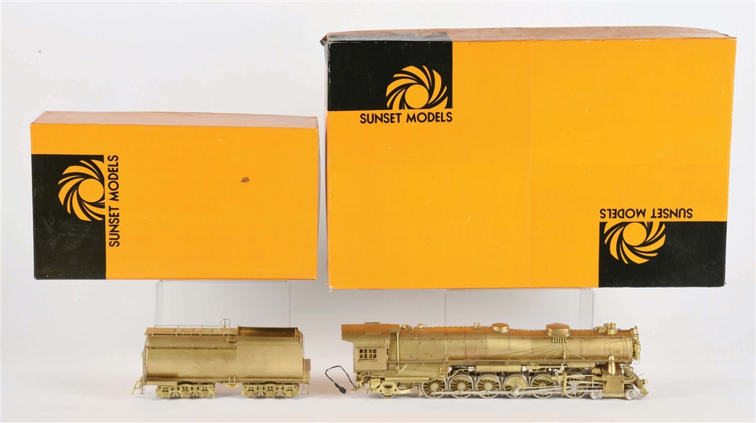 SUNSET MODEL BRASS O-GAUGE UNION PACIFIC NO. 9000 STEAM TRAIN ENGINE AND TENDER.