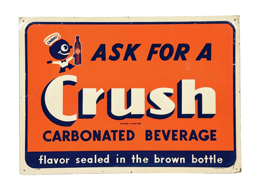 EMBOSSED ORANGE CRUSH SIGN.