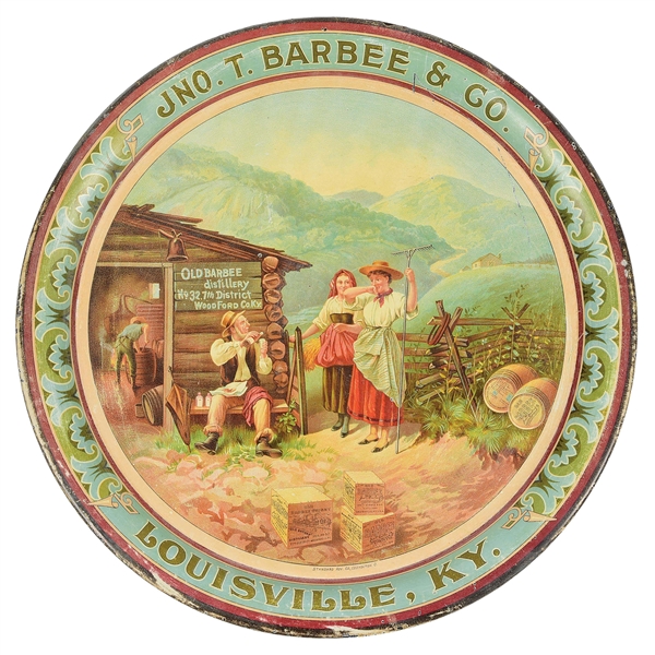 JNO. T. BARBEE & CO WHISKEY ADVERTISING TRAY.