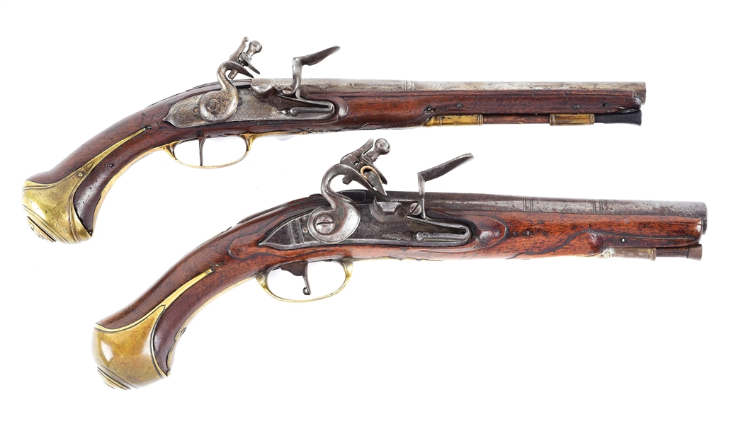 (A) LOT OF TWO DUTCH AND FRENCH FLINTLOCK PISTOLS.