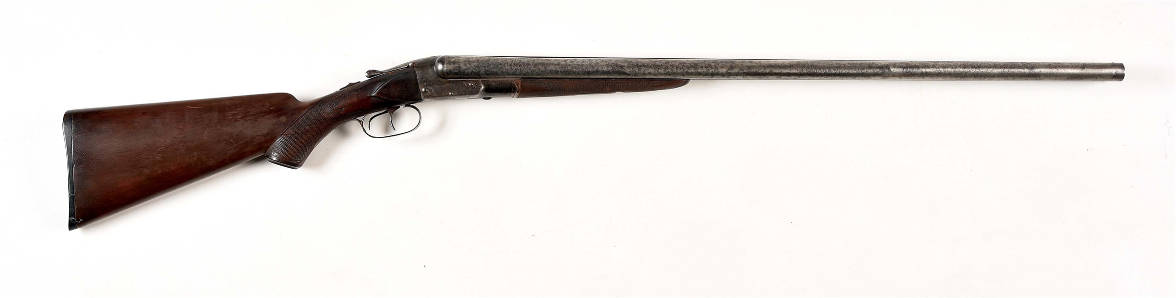 (A) FOREHAND AND WADSWORTH 12 GAUGE SIDE BY SIDE SHOTGUN.