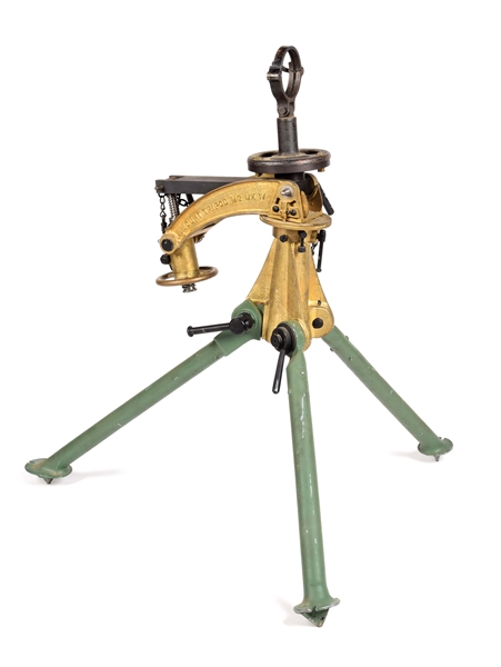 EXCEPTIONAL AND HIGHLY DESIRABLE VICKERS GROUND TRIPOD WITH ADAPTER FOR LEWIS AIRCRAFT MACHINE GUN. 