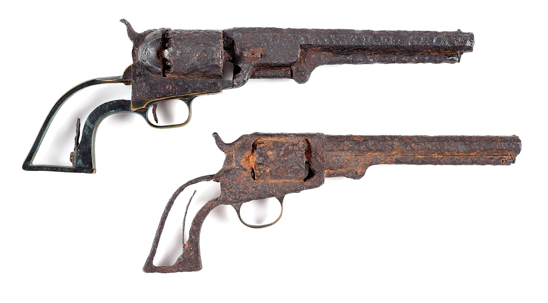 (A) LOT OF 2: LOADED RELIC BREVETTE NAVY AND MANHATTAN PERCUSSION REVOLVER.