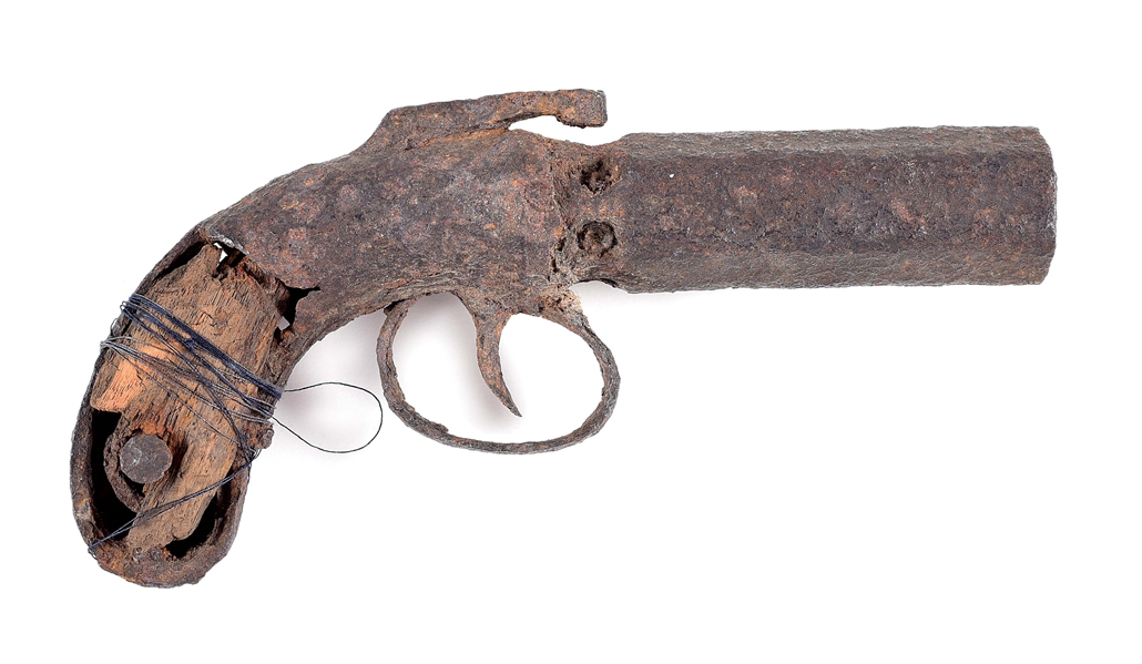 (A) RELIC ALLEN & THURBER PEPPERBOX REVOLVER RECOVERED IN VIRGINIA.