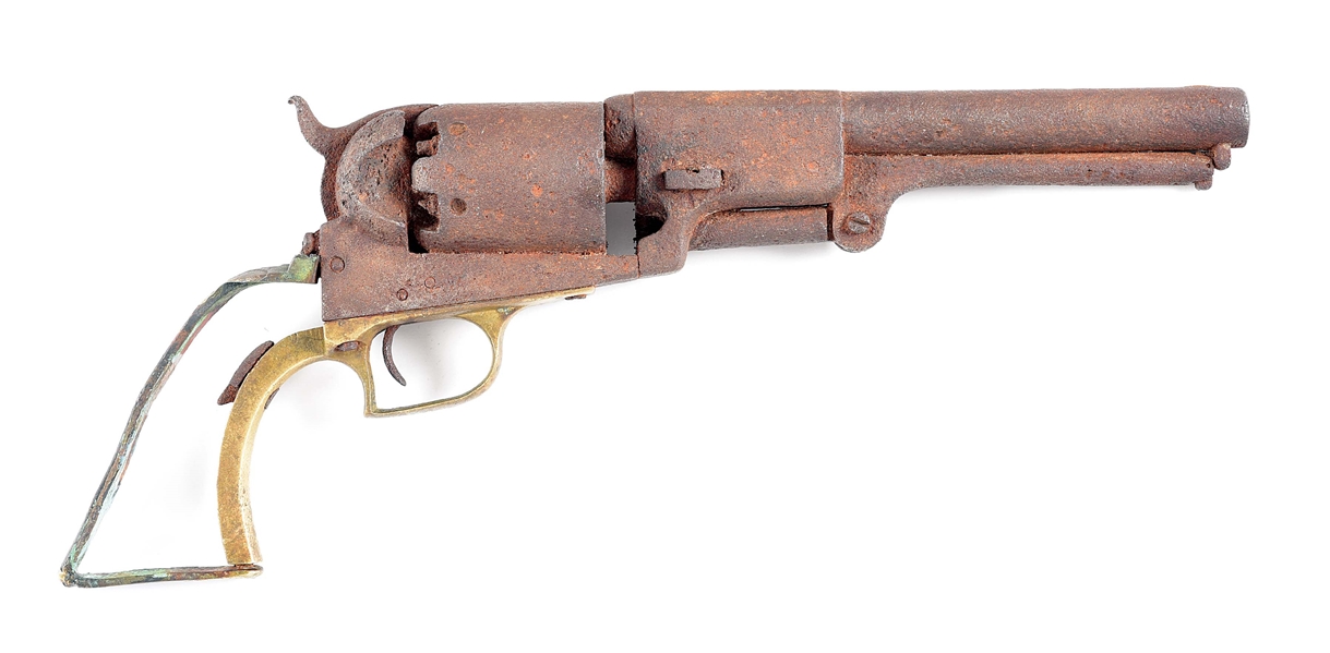 (A) RELIC COLT FIRST MODEL DRAGOON PERCUSSION REVOLVER RECOVERED IN TEXAS.