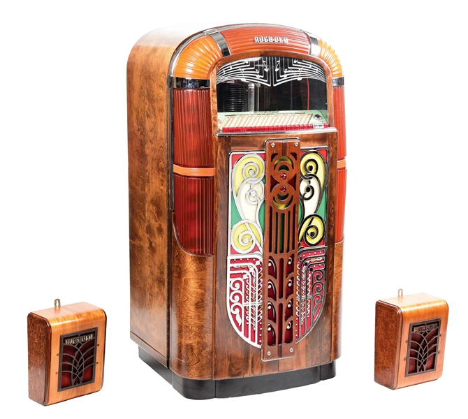 RESTORED ROCK-OLA MODEL 1422 JUKEBOX WITH SPEAKERS. 