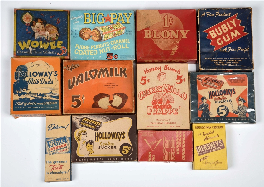 LOT OF 12: ORIGINAL CANDY BOXES.