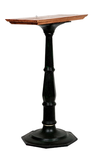 ORIGINAL CAST-IRON STAND WITH ADDED OAK TOP.