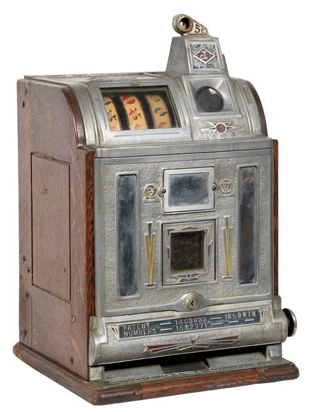 5¢ O.D. JENNINGS VICTORIA DOUBLE MINT SLOT MACHINE.