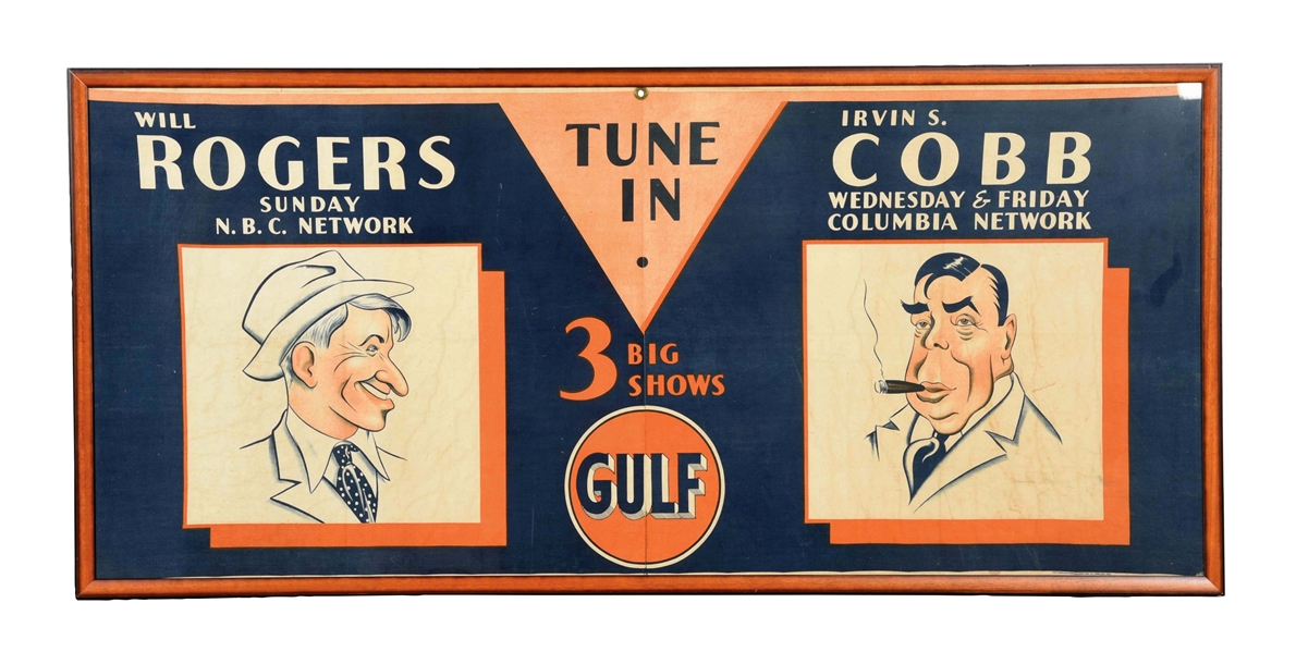 FRAMED GULF OIL POSTER FOR NBC RADIO SHOWS.