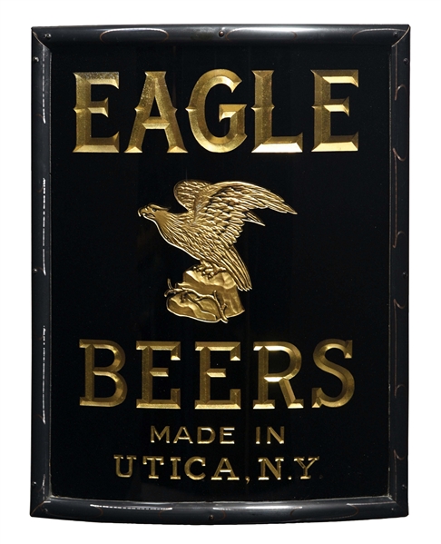 EAGLE BEER GLASS CORNER SIGN.