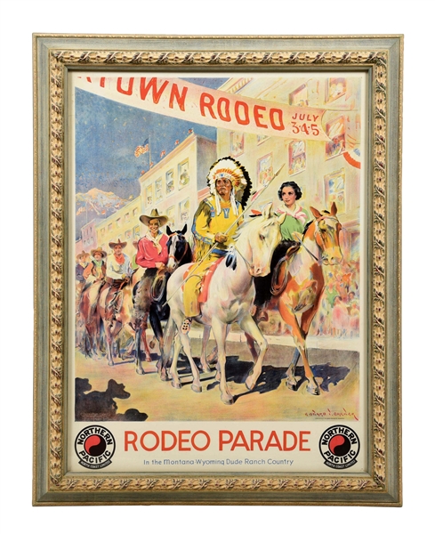 FRAMED NORTHERN PACIFIC RODEO PARADE.