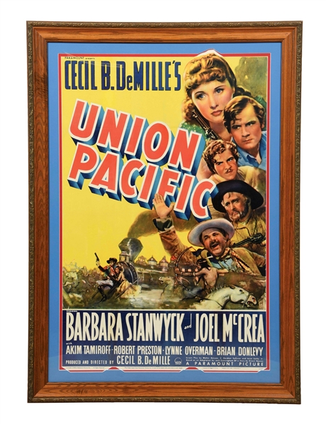 FRAMED UNION PACIFIC PARAMOUNT ADVERTISEMENT.