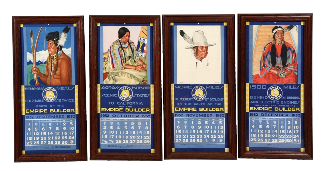 LOT OF 4: 1932 GREAT NORTHERN EMPIRE BUILDER CALENDARS.