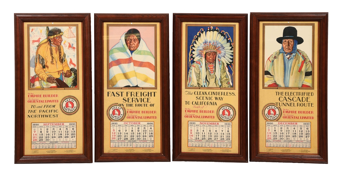 LOT OF 4: 1930 GREAT NORTHERN CALENDARS.