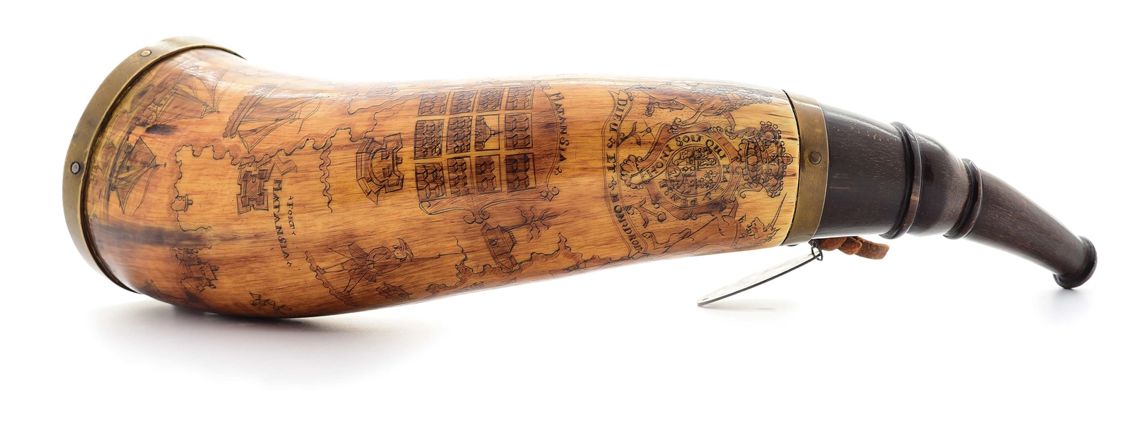 ENGRAVED FRENCH AND INDIAN WAR "HAVANA" MAP HORN.