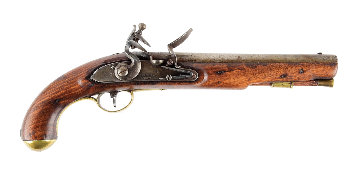 (A) WAR OF 1812 CANADIAN MILITIA OR "INDIAN" CONTRACT DRAGOON PISTOL BY WHEELER & SON. 