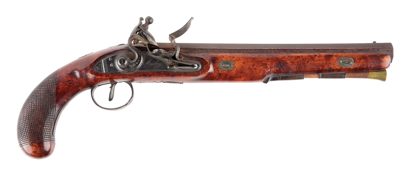 (A) NORTH AMERICAN STOCKED KENTUCKY DUELING PISTOL SIGNED MULEY, DUBLIN. 