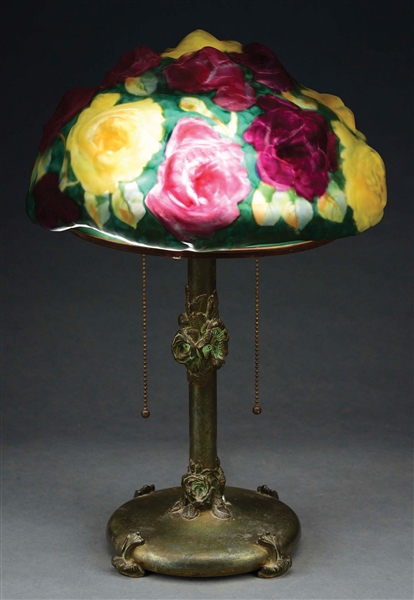 PAIRPOINT ROSE PUFFY LAMP.