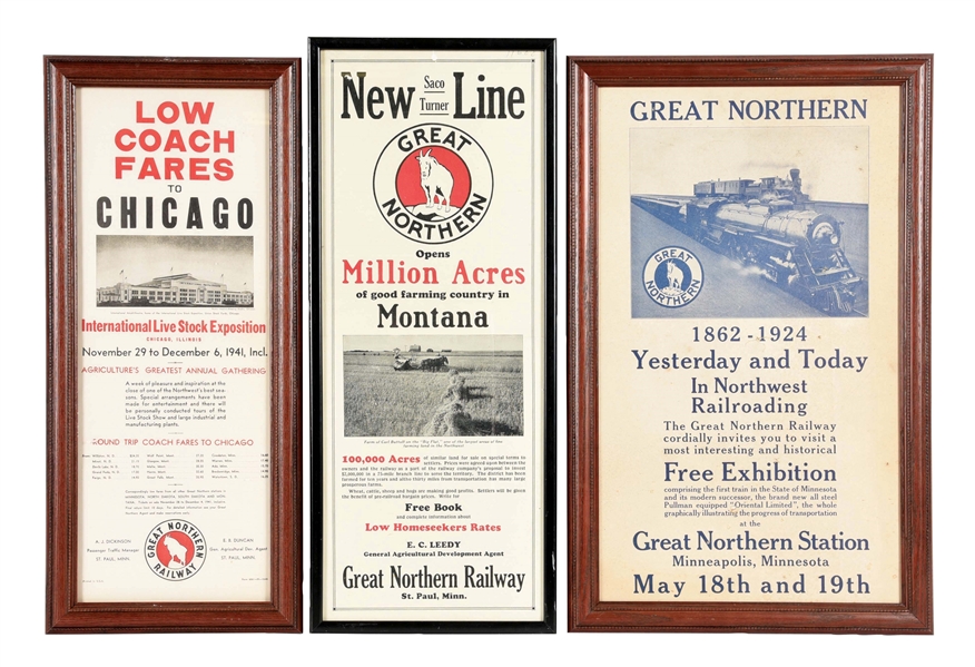 LOT OF 3: GREAT NORTHERN ADS.