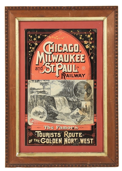 FRAMED CHICAGO MILWAUKEE AND ST. PAUL POSTER.