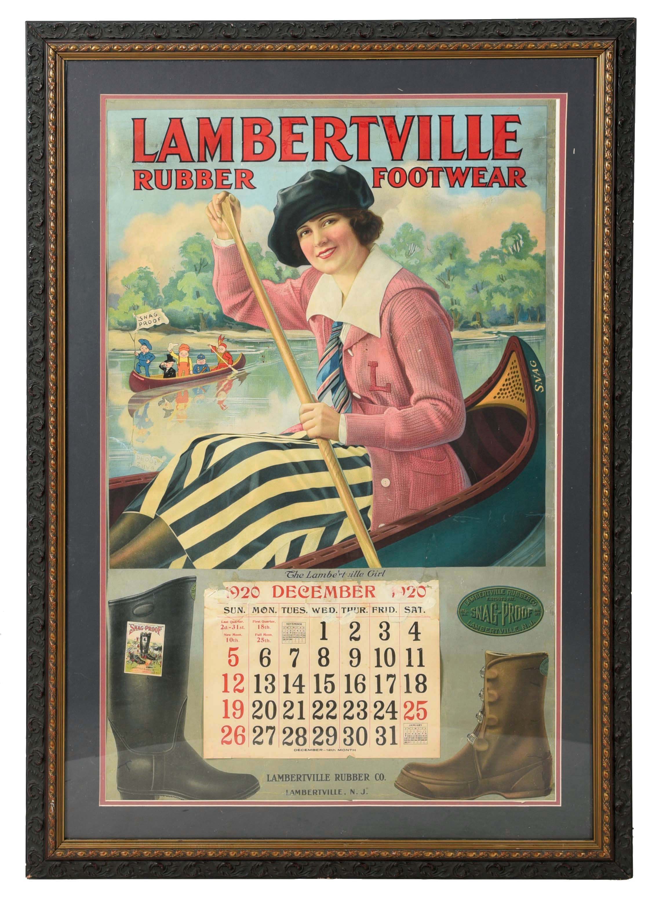 Lot Detail FRAMED 1920 LAMBERTVILLE CALENDAR.