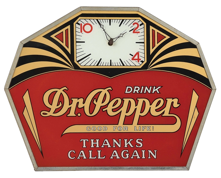 WONDERFUL AND EXTREMELY RARE DR PEPPER ADVERTISING CLOCK.