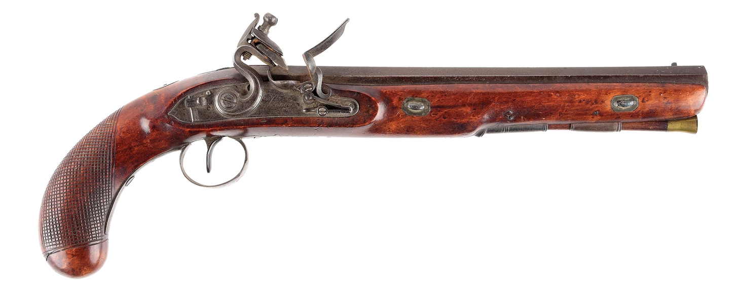 (A) NORTH AMERICAN STOCKED KENTUCKY DUELING PISTOL SIGNED DIXON. 