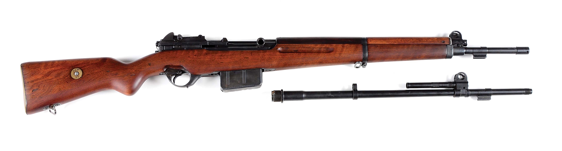 (C) FN MODEL 1949 SEMI AUTOMATIC RIFLE WITH EXTRA BARREL.