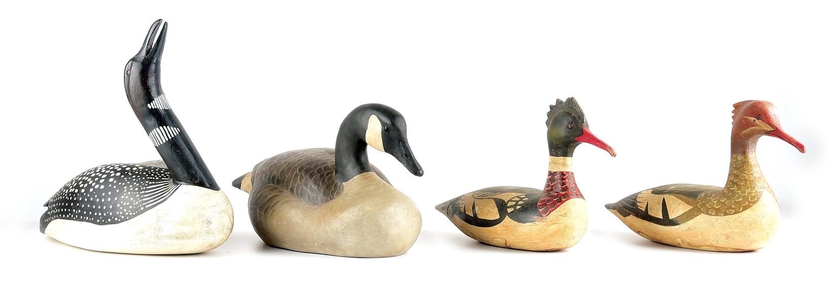 LOT OF 4: LOT OF 4 DECORATIVE WATERFOWL DECOYS.