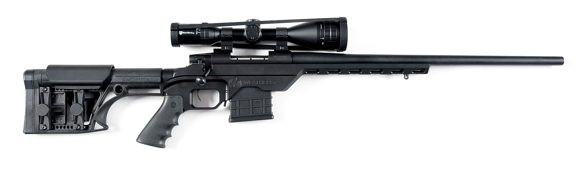 (M) WEATHERBY VANGUARD BOLT ACTION RIFLE IN MDT CHASSIS WITH SCOPE