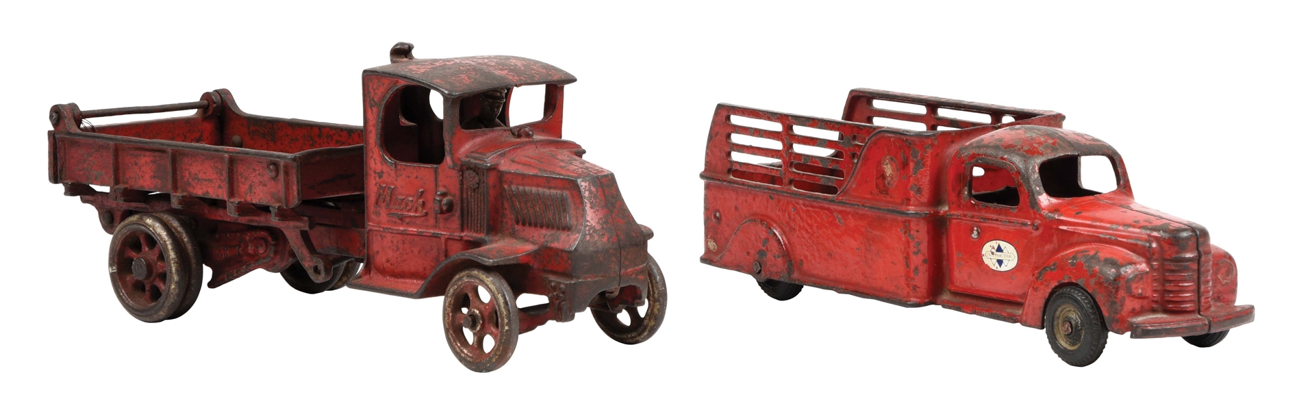 LOT OF 2: CAST IRON ARCADE TOY TRUCKS.