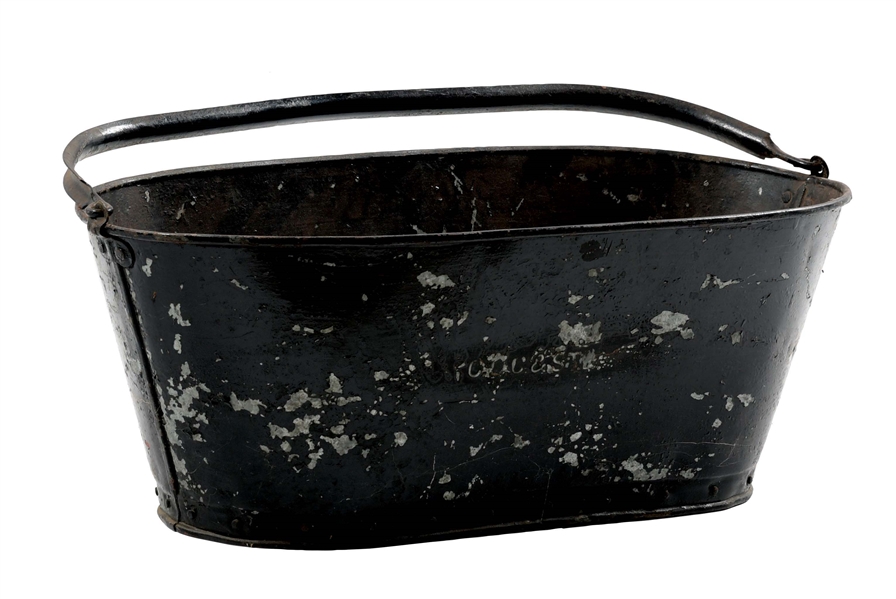 CCC & STL OVAL-SHAPED COAL BUCKET WITH STRAP BAIL.