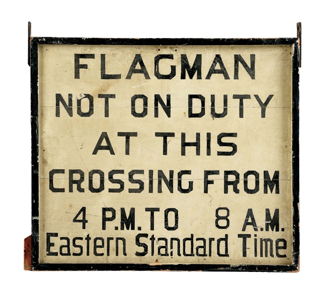 DOUBLE-SIDED WOOD RAILROAD SIGN.
