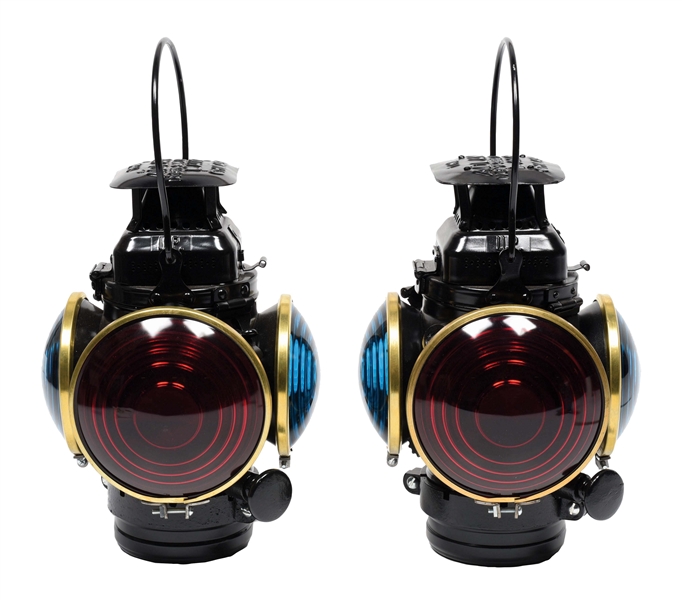 PAIR OF UNION PACIFIC ADLAKE MARKER LAMPS