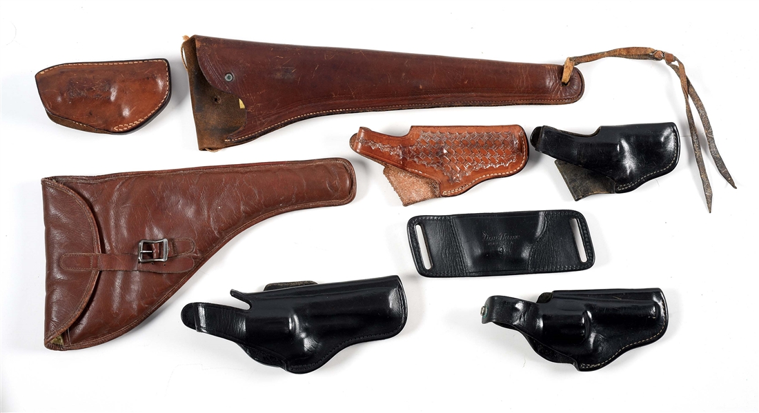 LOT OF 8: LEATHER HOLSTERS.