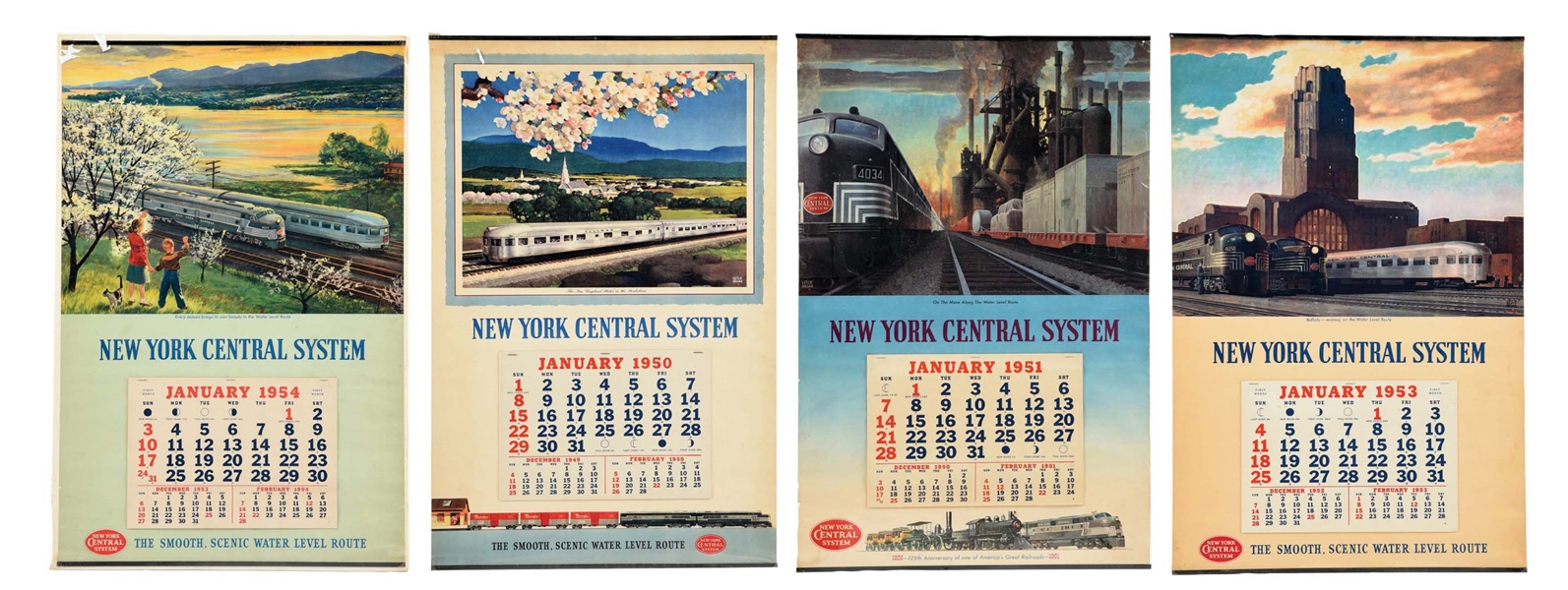 LOT OF 4: NEW YORK CENTRAL SYSTEM CALENDARS.